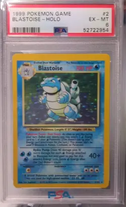 1999 Unlimited Blastoise 002/102 Base Set Holo PSA 6 Pokemon Card - Image 1