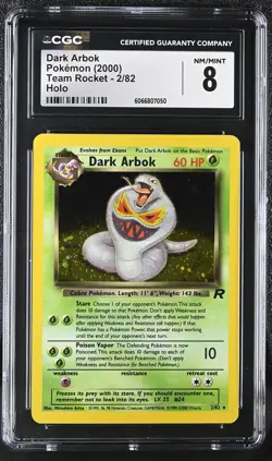 CGC 8 Dark Arbok 2000 Team Rocket 2/82 Holo Pokemon Card - Image 1