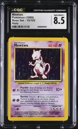 CGC 8.5 Mewtwo 1999 Base Set 10/102 Holo Pokemon Card - Image 1