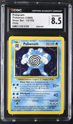 CGC 8.5 Poliwrath 1999 Base Set 13/102 Holo Pokemon Card - Image 1