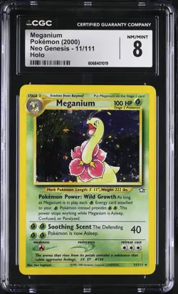 CGC 8 Meganium 2000 Neo Genesis 11/111 Holo SWIRL Pokemon Card - Image 1