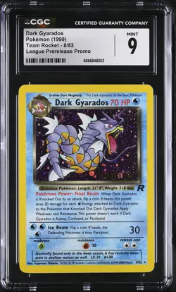 CGC 9 Dark Gyarados 1999 Team Rocket Prerelease 8/82 Holo SWIRL Pokemon Card - Image 1