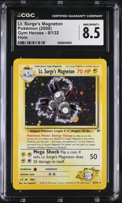 CGC 8.5 Lt. Surge's Magneton 2000 Gym Heroes 8/132 Holo Pokemon Card - Image 1