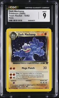CGC 9 MINT Dark Machamp 2000 Team Rocket 10/82 Holo Pokemon Card - Image 1