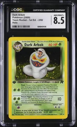 CGC 8.5 Dark Arbok Team Rocket 1st Edition 2/82 Holo Pokemon Card - Image 1