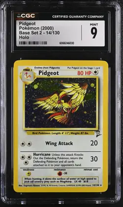 CGC 9 MINT Pidgeot 2000 Base Set 2 14/130 Holo Pokemon Card - Image 1