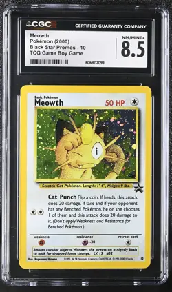 CGC 8.5 Meowth 2000 Black Star Promos 10 Holo Pokemon Card - Image 1
