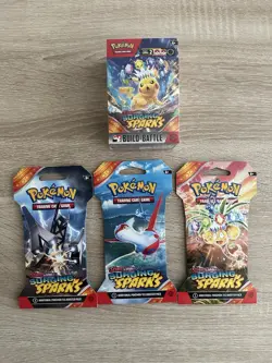 Pokemon Cards Surging Sparks Sealed Build & Battle Box Sleeved Booster Packs X3 - Image 1