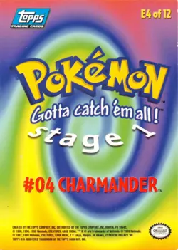 Charmander E4 of 12 - BLUE LOGO - SILVER HOLO - TOPPS Pokemon Card - NM/LP - Image 2