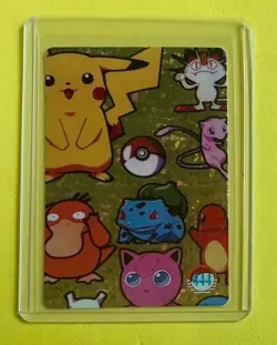 PIKACHU MEW MEOWTH PSYDUCK Pokemon Pocket Monsters Vending Prism Sticker NM Holo - Image 1