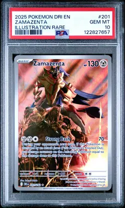 2025 POKEMON DRI EN-DESTINED RIVALS ILLUSTRATION RARE #201 ZAMAZENTA PSA 10 - Image 1