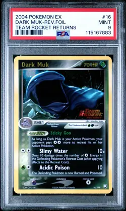 2004 POKEMON EX TEAM ROCKET RETURNS #16 DARK MUK-REVERSE FOIL PSA 9 - Image 1