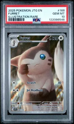2025 POKEMON JTG EN-JOURNEY TOGETHER ILLUSTRATION RARE #168 FURRET PSA 10 - Image 1