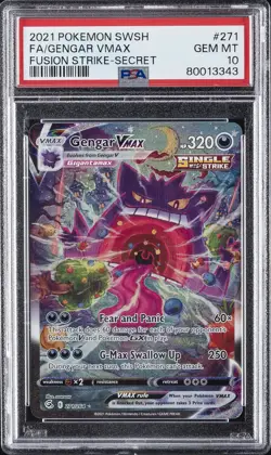 2021 POKEMON SWORD & SHIELD FUSION STRIKE SECRET FULL ART/GENGAR VMAX PSA 10 - Image 1