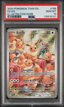 2024 POKEMON TWM EN-TWILIGHT MASQUERADE ILLUSTRATION RARE #188 EEVEE PSA 10 - Image 1