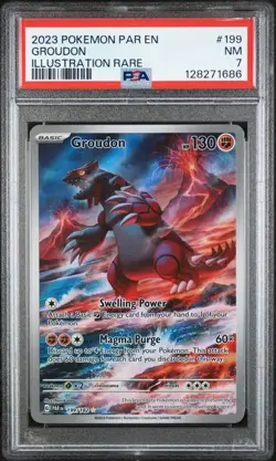 PSA 7 2023 POKEMON PAR EN-PARADOX RIFT #199 GROUDON - Image 1