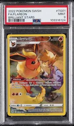 2022 POKEMON SWORD & SHIELD BRILLIANT STARS #TG01 FULL ART/FLAREON PSA 9 - Image 1