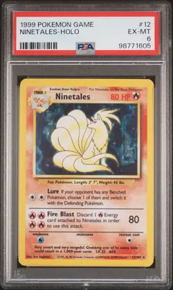 1999 POKEMON BASE SET UNLIMITED #12 NINETALES-HOLO PSA 6 - Image 1