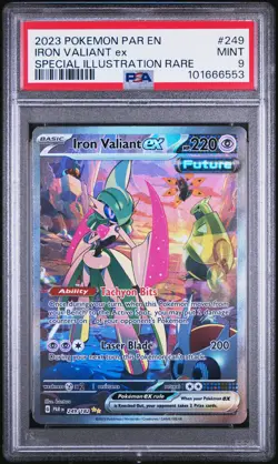 2023 POKEMON PAR EN-PARADOX RIFT SPECIAL ILLUSTRATION RARE IRON VALIANT EX PSA 9 - Image 1