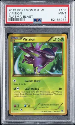 2013 POKEMON BLACK & WHITE PLASMA BLAST #103 VIRIZION PSA 9 - Image 1