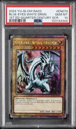 2024 YU-GI-OH! RA03-QUARTER CENTURY BONANZA #EN079 BLUE-EYES WHITE DRAGON PSA 10 - Image 1
