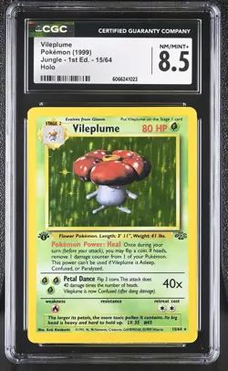 CGC 8.5 Vileplume 1999 Jungle 1st Edition 15/64 Holo Pokemon Card - Image 1