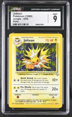 CGC 9 MINT Jolteon 1999 Jungle 4/64 Holo Pokemon Card - Image 1