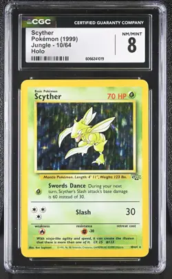 CGC 8 Scyther 1999 Jungle 10/64 Holo Pokemon Card - Image 1