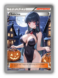 Sabrina Trading Card - Sexy Adult Anime Waifu Custom Made Trainer | Halloween - Image 1