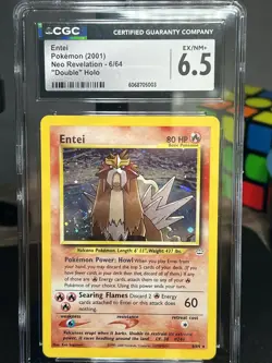 Entei 6/64 Neo Revelation Double Holo Error CGC 6.5 Vintage WOTC Pokemon Card - Image 1