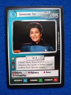 Commander Troi Promo Card Star Trek CCG 1996 BB 2 player Federat Decipher rare - Image 1