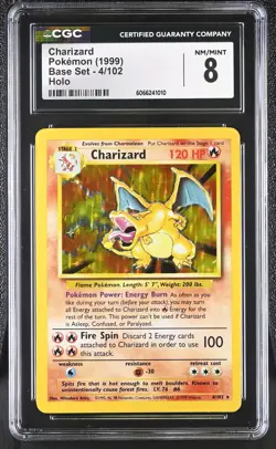 CGC 8 Charizard 1999 Base Set 4/102 Holo Pokemon Card - Image 1