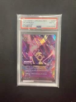 Disney Lorcana TCG Archimedes Electrified Owl Enchanted Card #208 PSA Grade 8 - Image 1