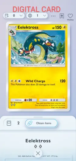 Elektross Pokemon Pocket Mobile Game Secluded Springs Set ◇◇ Rare Trade Card - Image 1
