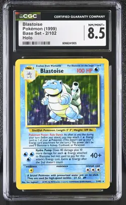 CGC 8.5 Blastoise 1999 Base Set 2/102 Holo Pokemon Card - Image 1