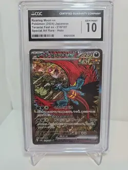 CGC 10 Roaring Moon ex 218/187 SAR Terastal Festival ex Japanese Pokemon Card - Image 1