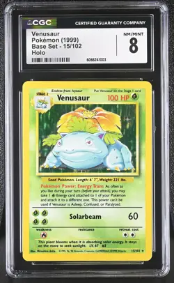 CGC 8 Venusaur 1999 Base Set 15/102 Holo Pokemon Card - Image 1