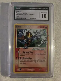 Pokemon CGC 10 -Entei Gold Star- HOLO EX Unseen Forces 113/115 - 2005 - GEM MINT - Image 1