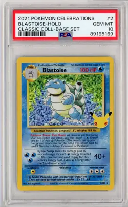 Pokemon PSA 10 GEM MINT Celebrations Blastoise 2/102 Classic Collection Holo #2 - Image 1