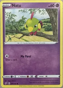 POKEMON SWORD & SHIELD REBEL CLASH NATU 076/192 NM/MINT - Image 1