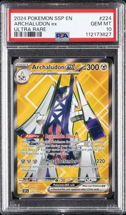 2024 POKEMON SSP EN-SURGING SPARKS ULTRA RARE #224 ARCHALUDON EX PSA 10 - Image 1