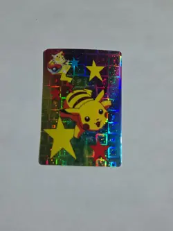 Pikachu Sticker Pokemon Vending Machine Holo prism Nintendo 1998 Bandai Vintage - Image 1