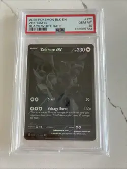 Pokemon 2025 Zekrom ex 172/086 Black White Rare Black Bolt GEM MINT PSA 10 - Image 1