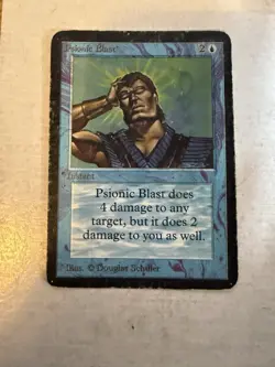 MTG Magic the Gathering PSIONIC BLAST Alpha DAMAGED - Image 1