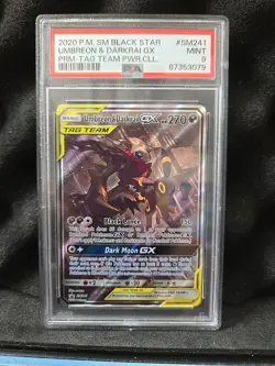 Pokemon TCG Umbreon Darkrai GX SM241 Tag Team Black Star Promo Holo PSA 9 Mint - Image 1