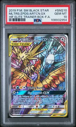 2019 POKEMON SM BLACK STAR PROMO FULL ART/MOLTRES & ZAPDOS & ARTICUNO GX PSA 10 - Image 1