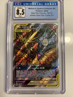 Pokemon TCG Moltres Zapdos Articuno GX Full Art SM210 CGC 8.5 CRIMP ERROR Psa - Image 1