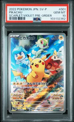 2022 POKEMON JPN SV PROMO SCARLET & VIOLET PRE-ORDER #001 PIKACHU PSA 10 - Image 1