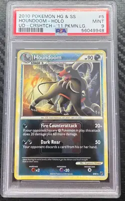 PSA 9 MINT 2010 Pokemon HG & SS Houndoom League Crosshatch Promo Graded 5/90 - Image 1