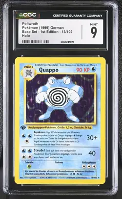 CGC 9 MINT Poliwrath GERMAN Base Set 1st Edition 13/102 Holo Pokemon Card - Image 1